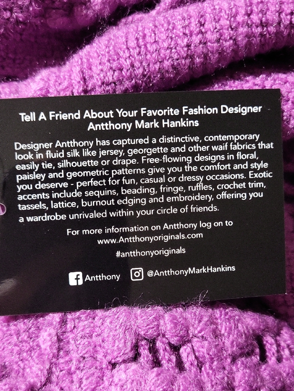 NWT Antthony Fringe Sweater Topper - Picture 7 of 8